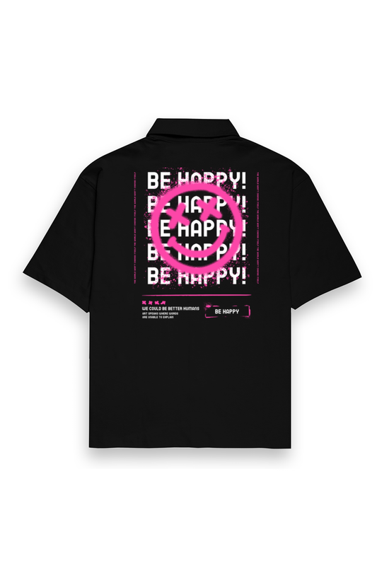 Be happy oversized shirt-Black-Snapper Choice