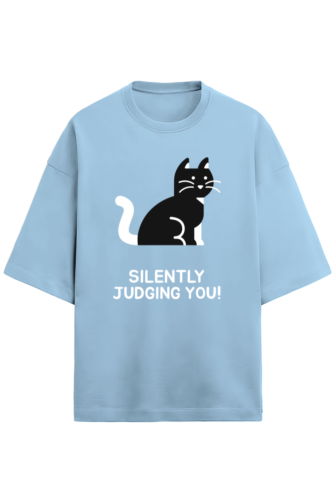 Silently Judging you terry Oversized tshirt-Baby Blue-Snapper Choice
