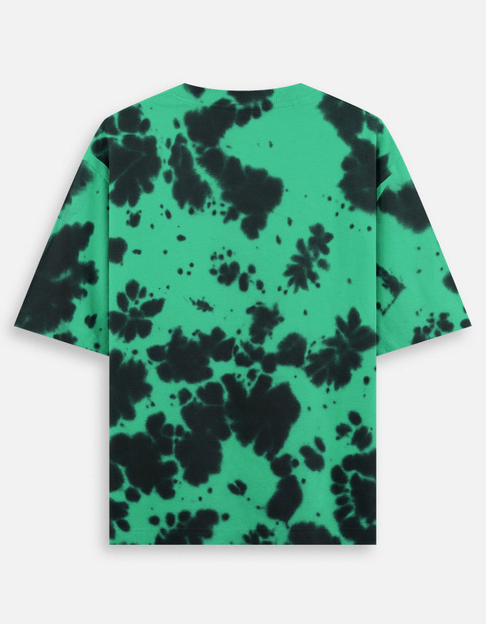 Green Black Unisex Tie Dye Oversized T-Shirt-Snapper Choice