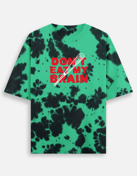 Don't Eat My Brain Unisex Tie Dye Oversized T-Shirt-Green Black-Snapper Choice