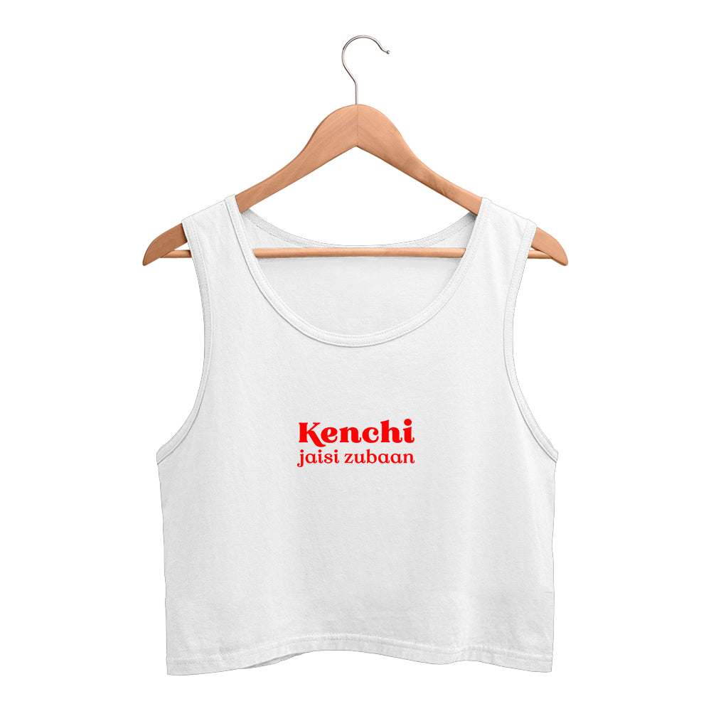 Kenchi jaisi zubaan crop tank top - White- snapper choice