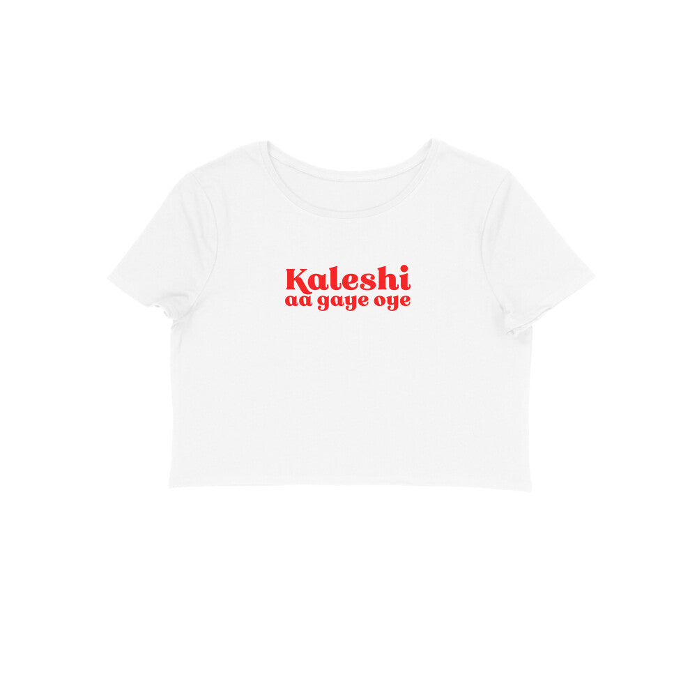 Kaleshi aa gaye oye Crop t-shirt-White-Snapper Choice