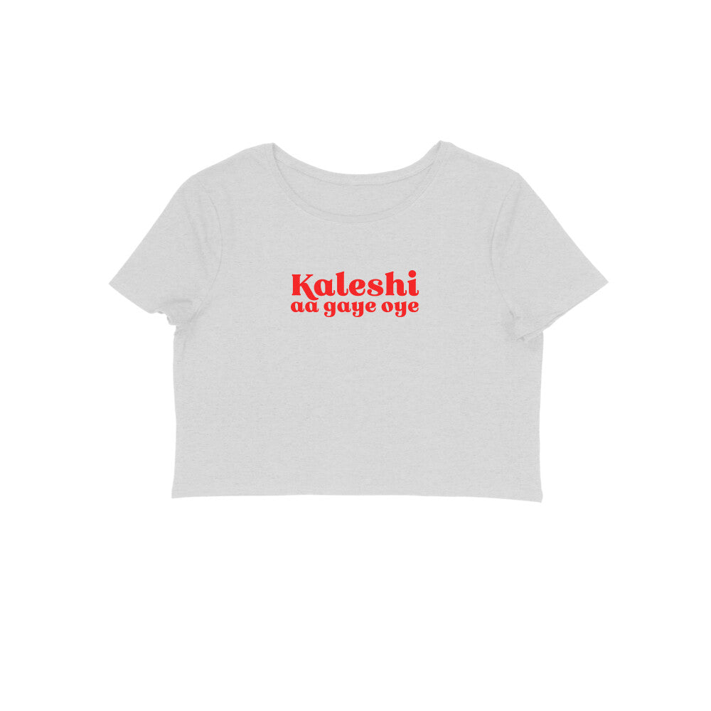 Kaleshi aa gaye oye Crop t-shirt-Melange Grey-Snapper Choice