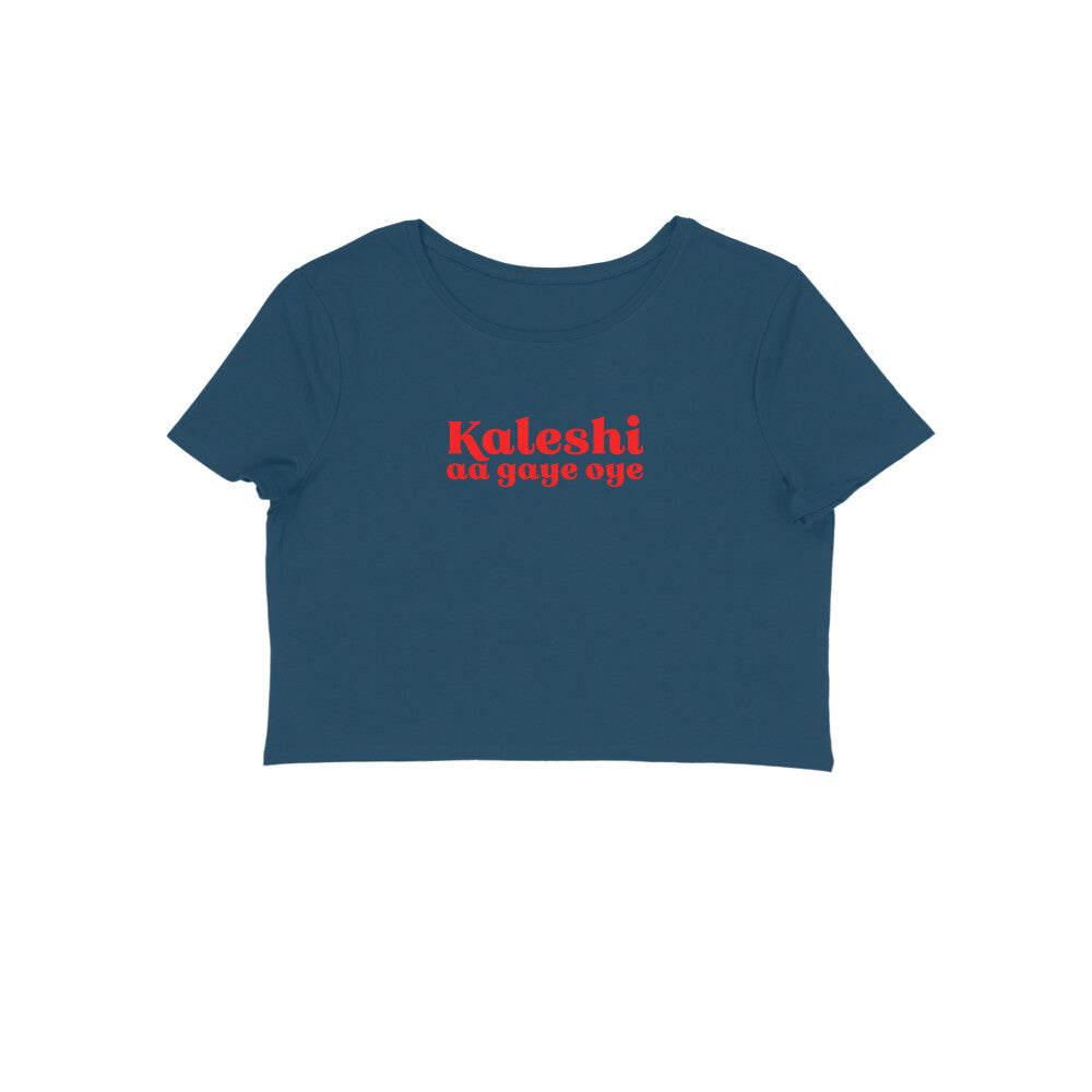 Kaleshi aa gaye oye Crop t-shirt-Navy Blue-Snapper Choice