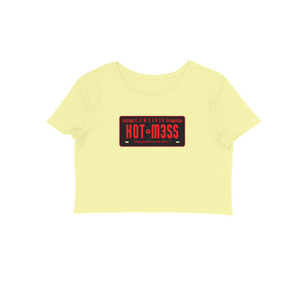 Hot mess Crop tshirt-Butter Yellow-Snapper Choice