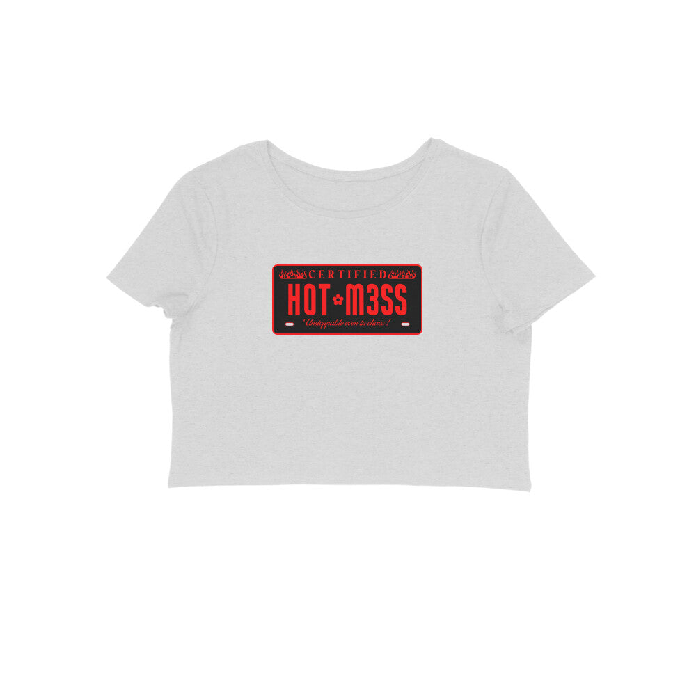 Hot mess Crop tshirt-Melange Grey-Snapper Choice