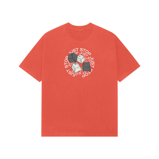 Just stop premium oversized t-shirt-Brick Red-Snapper Choice