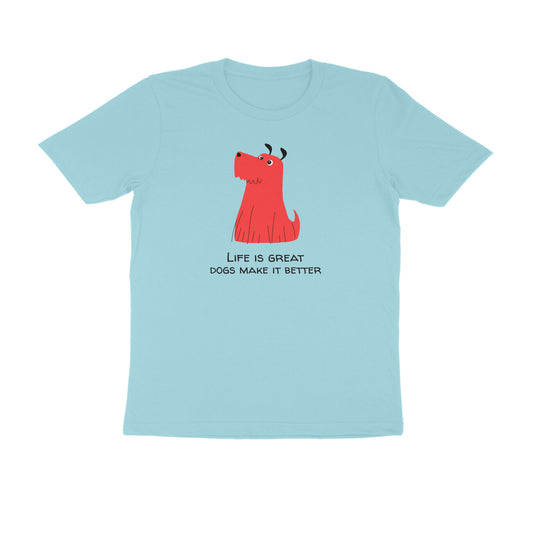 Life is great Dogs make it better men's tshirt-Surf Blue-Snapper Choice