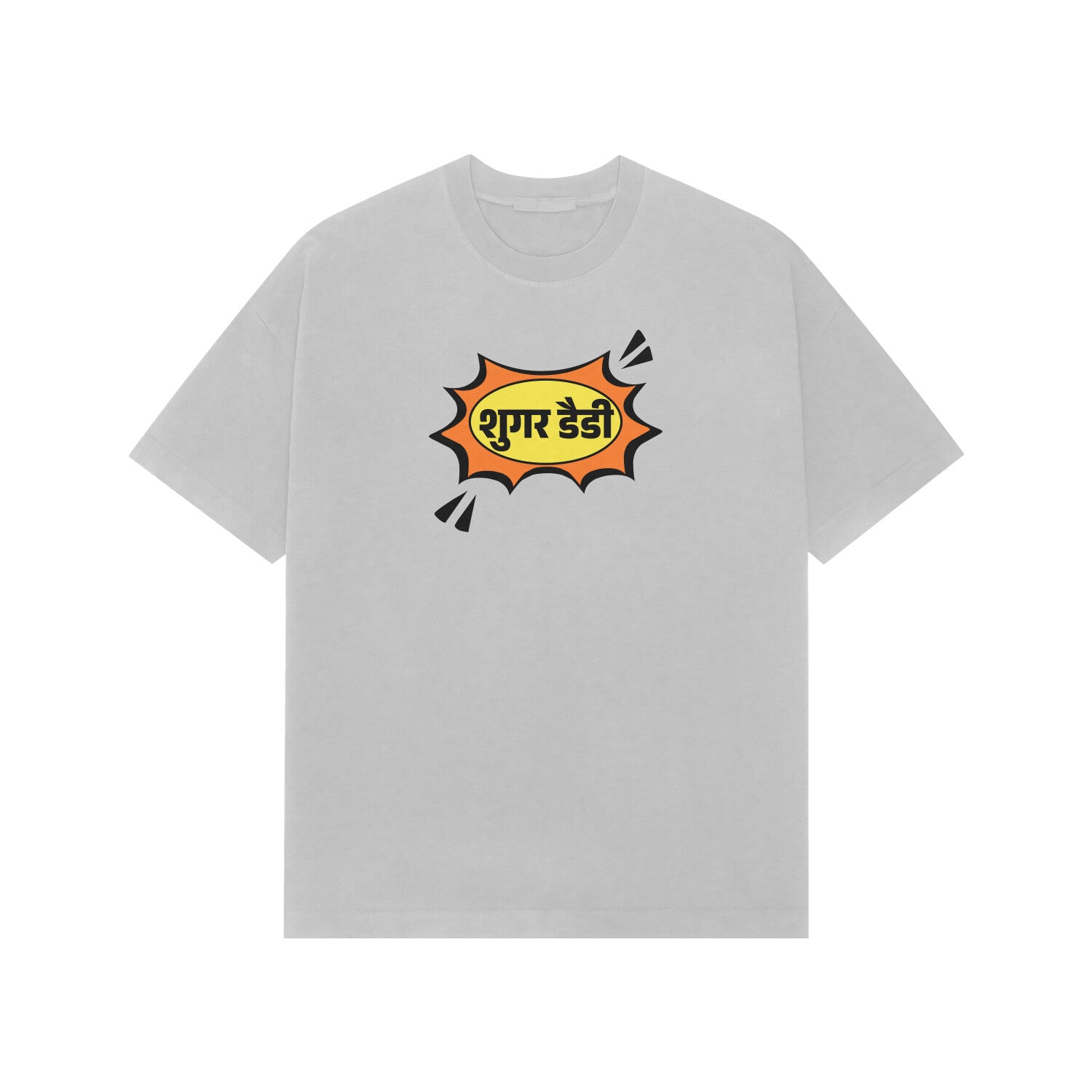Sugar Daddy Hindi Premium Oversized tshirt-Ash Grey-Snapper Choice