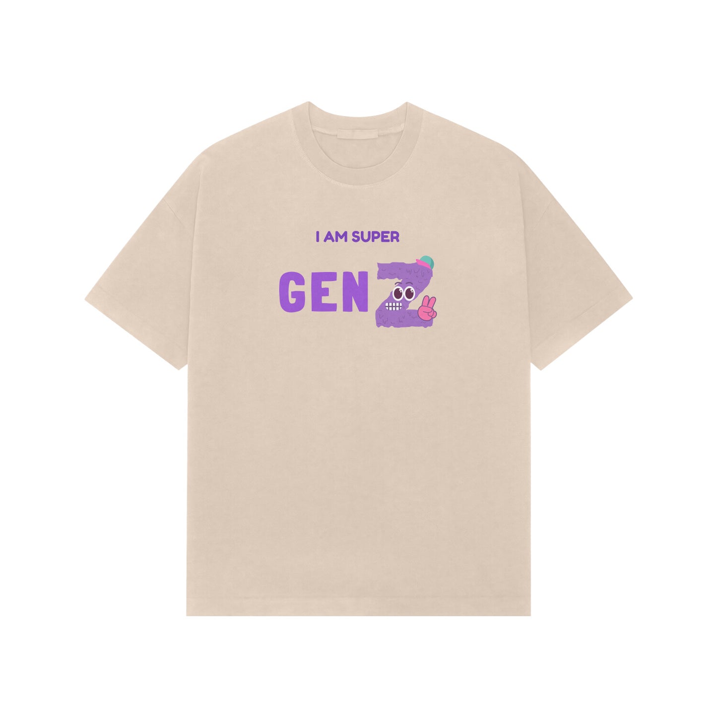 I am Super GenZ Premium Oversized tshirt-Beige-Snapper Choice
