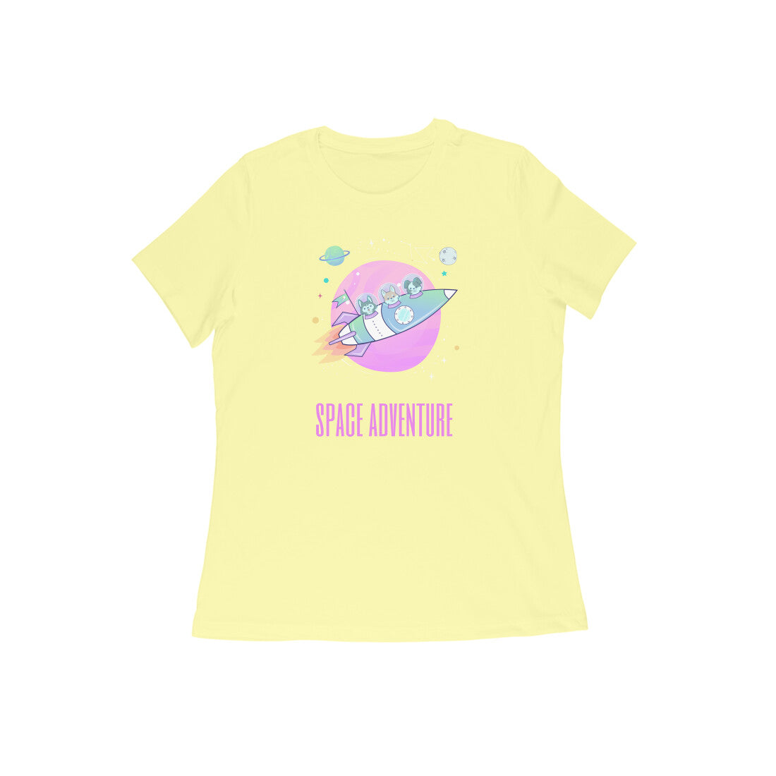 Space adventure Women's t-shirt-Butter Yellow-Snapper Choice