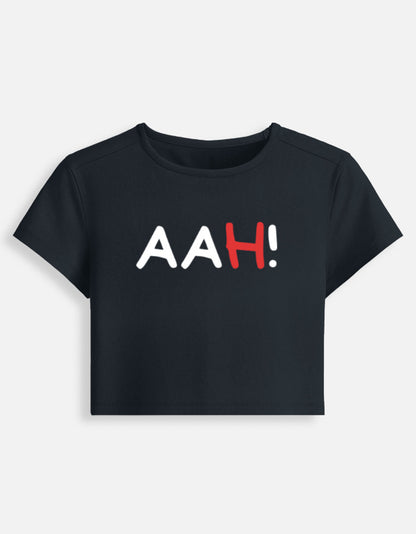 AAH ! Crop Baby Tee-Navy Blue-Snapper Choice
