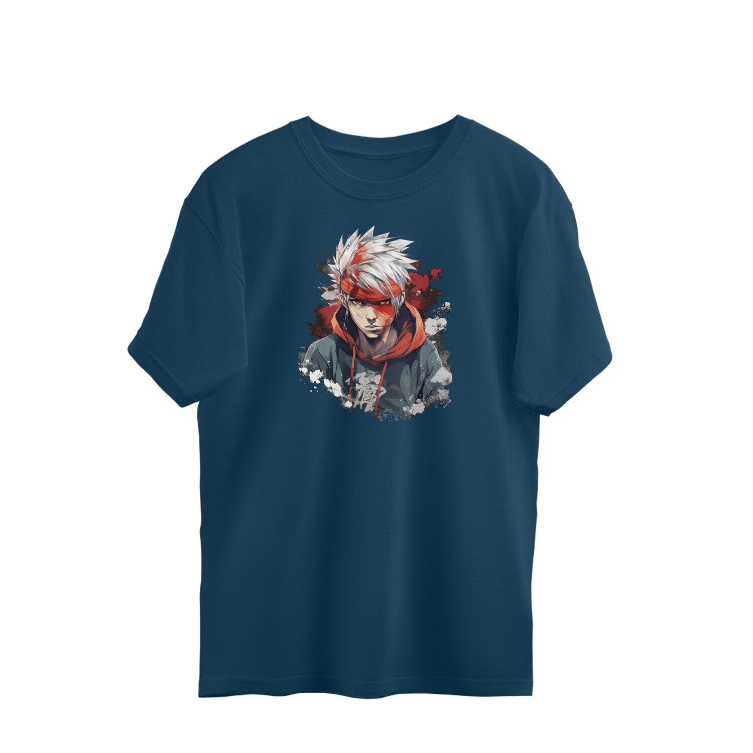 Anime Boy Oversized Tshirt-Navy Blue-Snapper Choice
