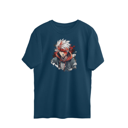 Anime Boy Oversized Tshirt-Navy Blue-Snapper Choice