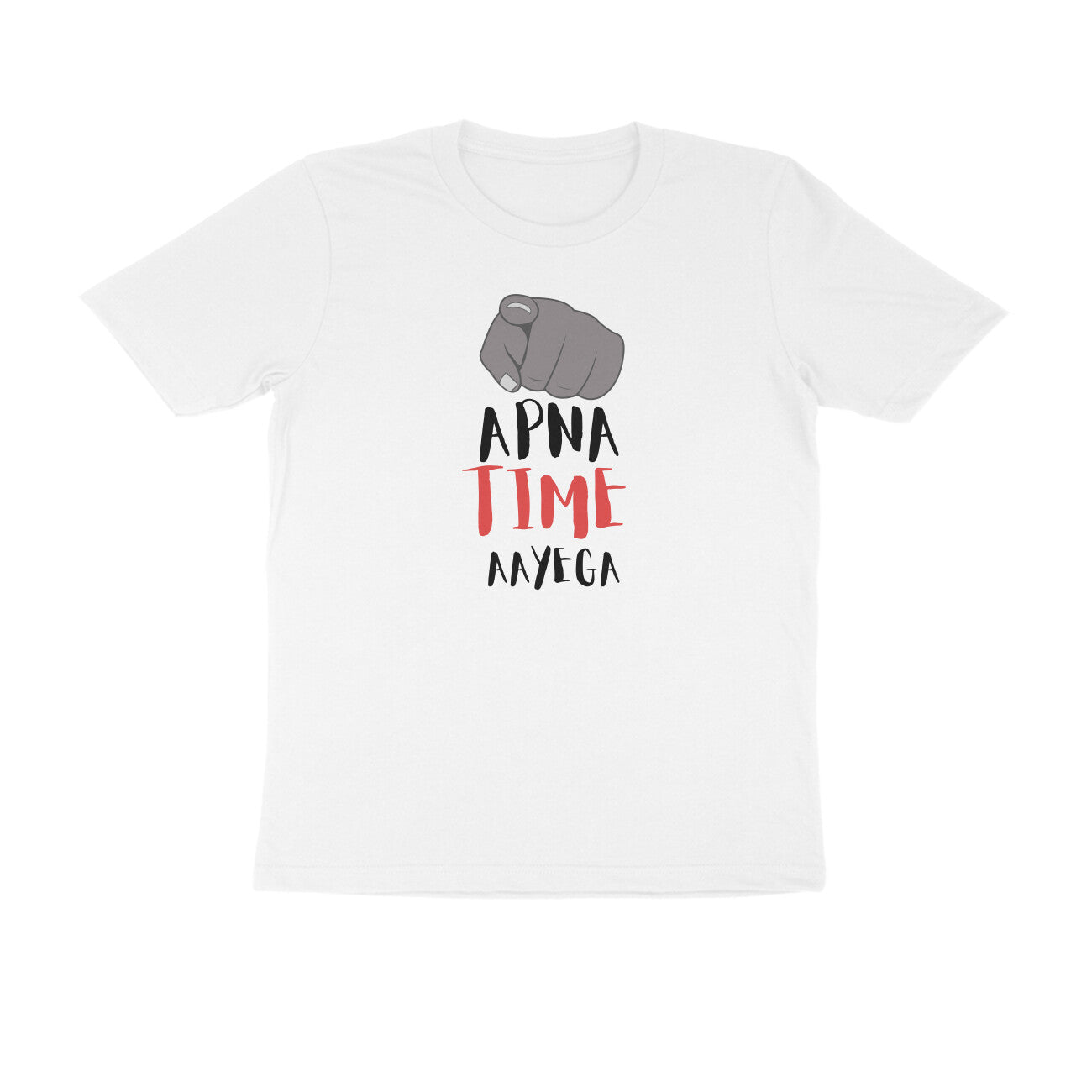 Apna Time Aayega men's t-shirt-White-Snapper Choice