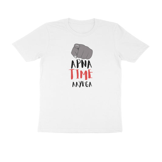 Apna Time Aayega men's t-shirt-White-Snapper Choice
