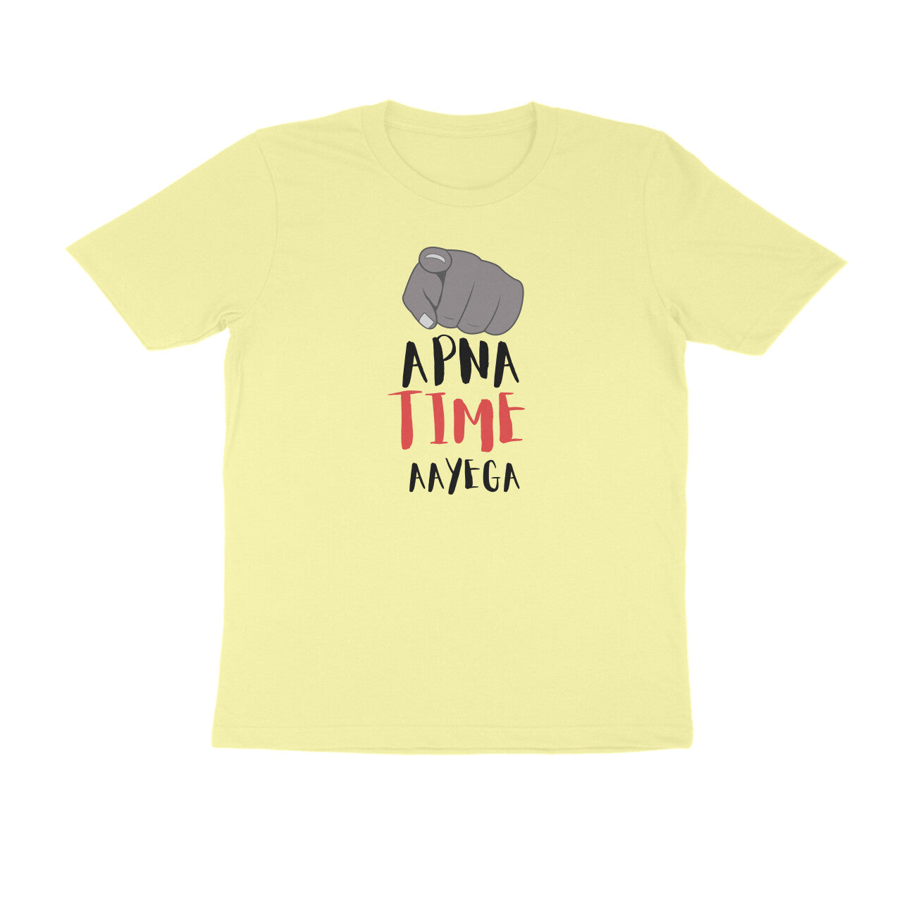 Apna Time Aayega men's t-shirt-Butter Yellow-Snapper Choice