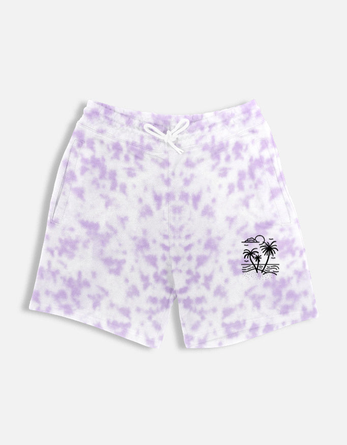 Beach Unisex Tie Dye Shorts-White Lavender-Snapper Choice