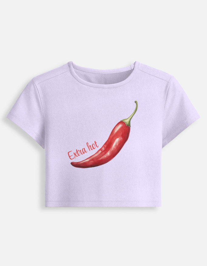 Chilli Extra Hot Women Crop Baby tee-Lavender-Snapper Choice