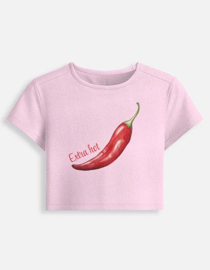 Chilli Extra Hot Women Crop Baby tee-Light Baby Pink-Snapper Choice
