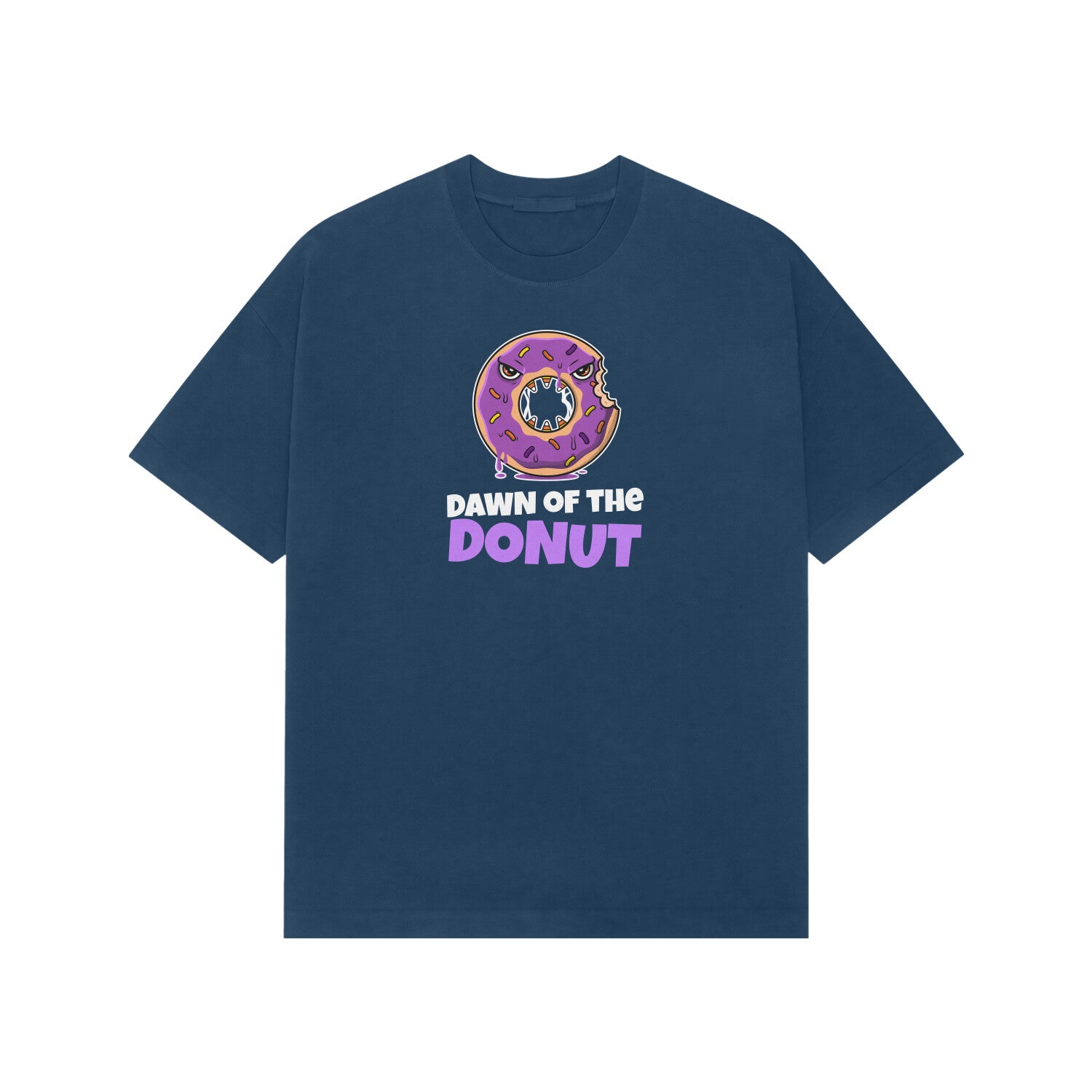 Dawn of the Donut premium oversized tshirt-Navy Blue-Snapper Choice