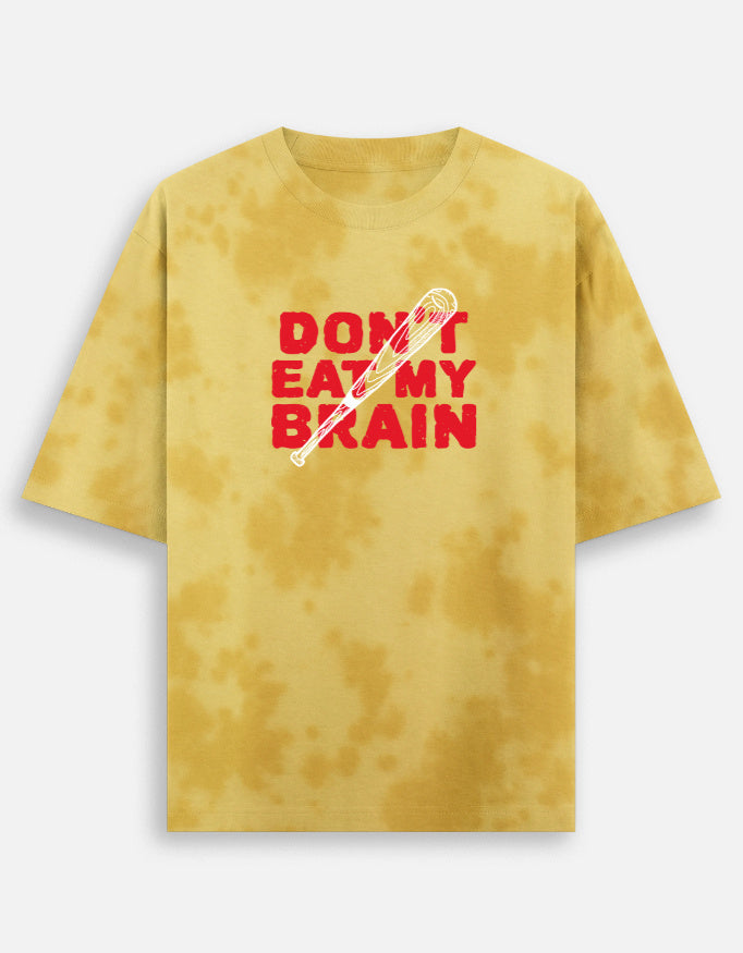 Don't Eat My Brain Unisex Tie Dye Oversized T-Shirt-Yellow-Snapper Choice