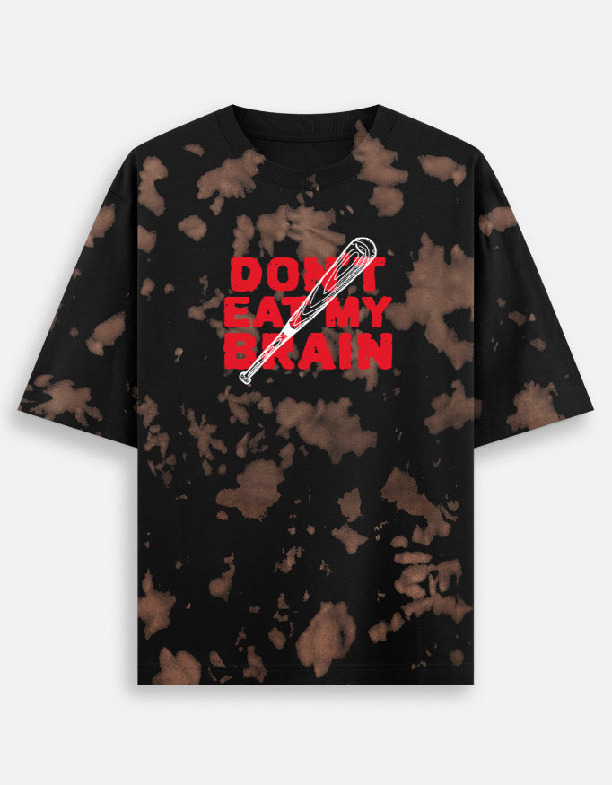 Don't Eat My Brain Unisex Tie Dye Oversized T-Shirt-Brown Black-Snapper Choice