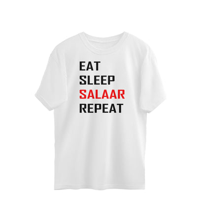 Eat Sleep Salaar repeat oversized t-shirt-White-Snapper Choice