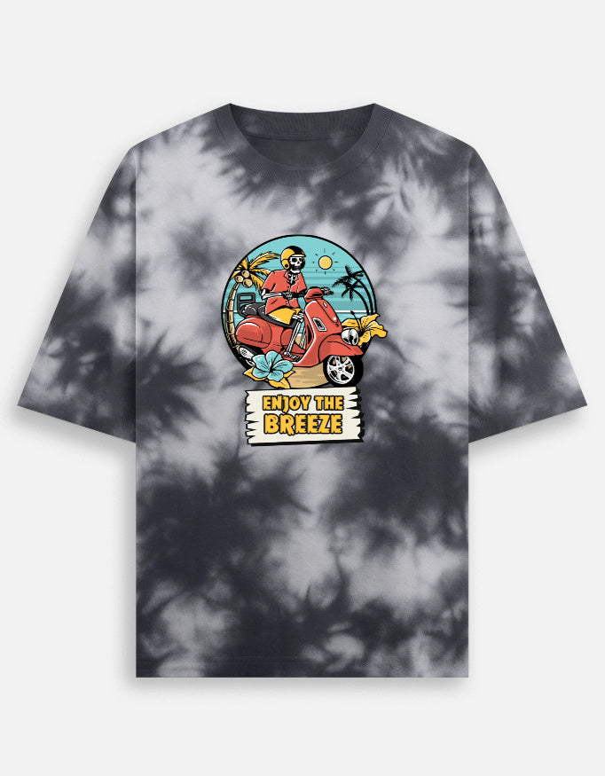 Enjoy the Breeze Unisex Tie Dye Oversized T-Shirt-White Black-Snapper Choice