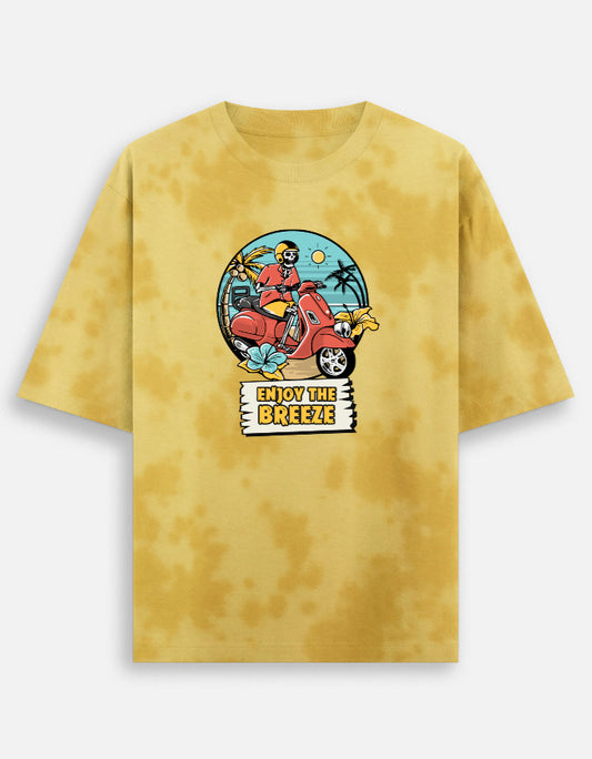 Enjoy the Breeze Unisex Tie Dye Oversized T-Shirt-Yellow-Snapper Choice
