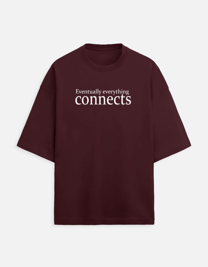 Eventually everything connects Unisex Terry Oversized Tee-Maroon-Snapper Choice