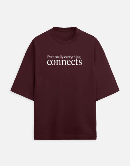 Eventually everything connects Unisex Terry Oversized Tee-Maroon-Snapper Choice