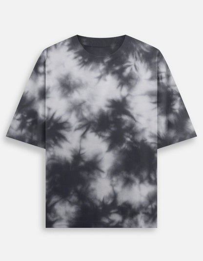 White black Unisex Tie Dye Oversized T-Shirt-White Black-Snapper Choice