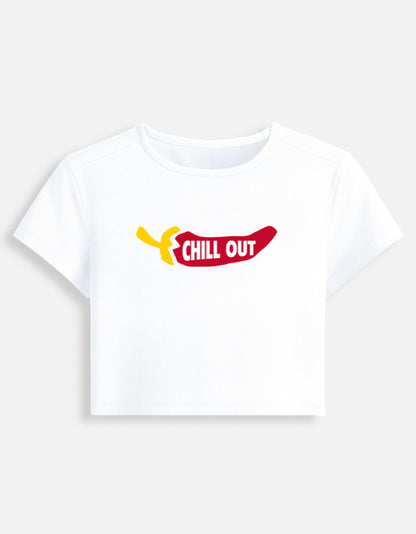 Chill Out Crop women t-shirt-White-Snapper Choice