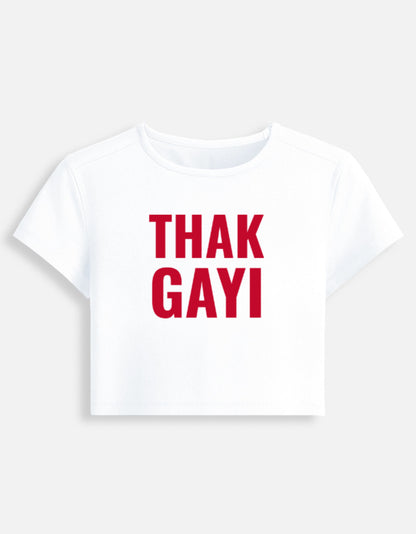 Thak Gayi Crop Baby Tee-White-Snapper Choice