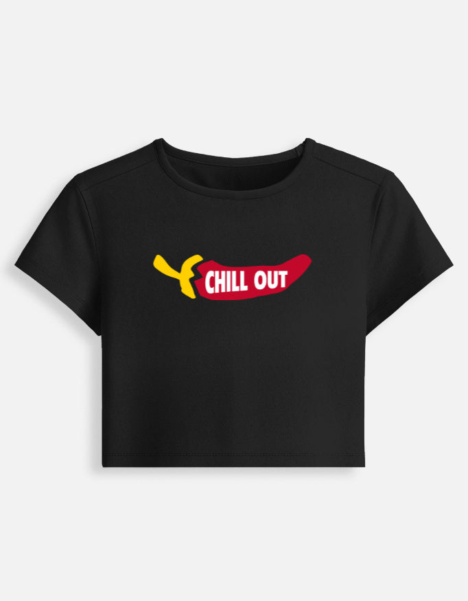 Chill Out Crop women t-shirt-Black-Snapper Choice