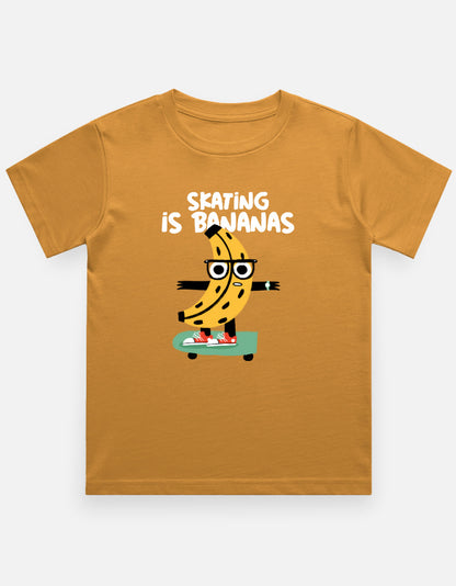 Skating is bananas Kids T-Shirt-Golden Yellow-Snapper Choice
