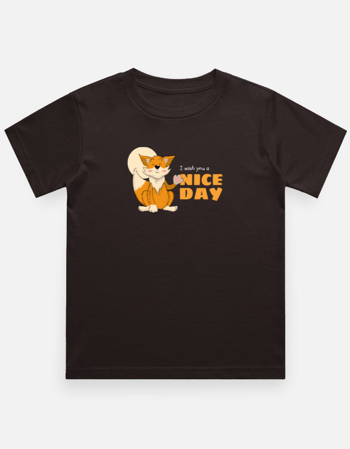 I wish you a nice day kids tshirt-Coffee Brown-Snapper Choice
