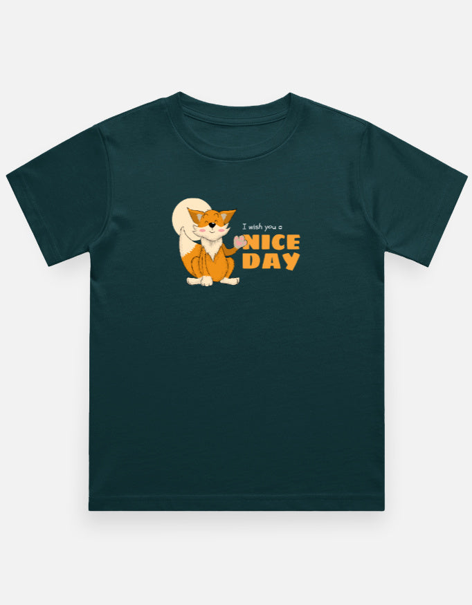 I wish you a nice day kids tshirt-Petrol Blue-Snapper Choice
