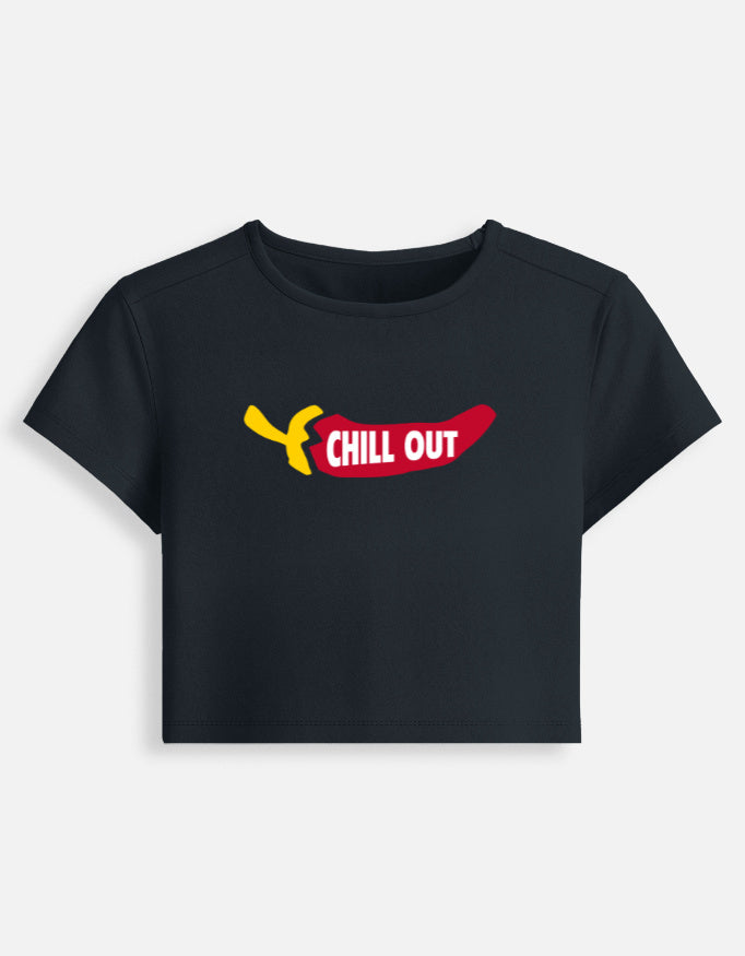 Chill Out Crop women t-shirt-Navy Blue-Snapper Choice