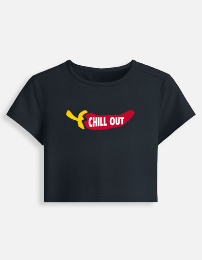 Chill Out Crop women t-shirt-Navy Blue-Snapper Choice