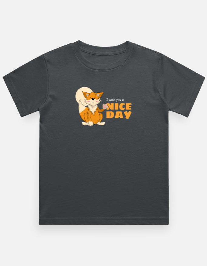 I wish you a nice day kids tshirt-Steel Grey-Snapper Choice