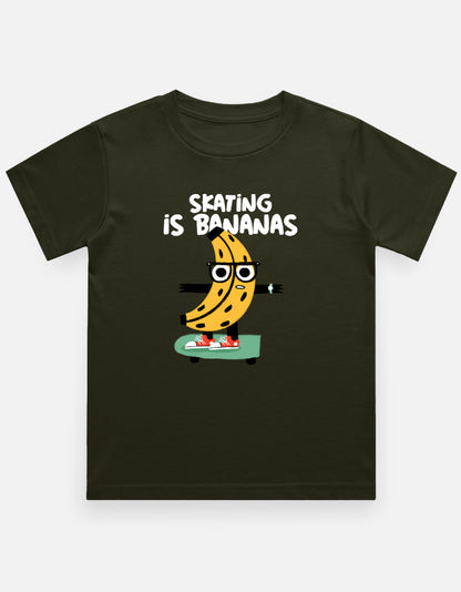 Skating is bananas Kids T-Shirt-Olive Green-Snapper Choice