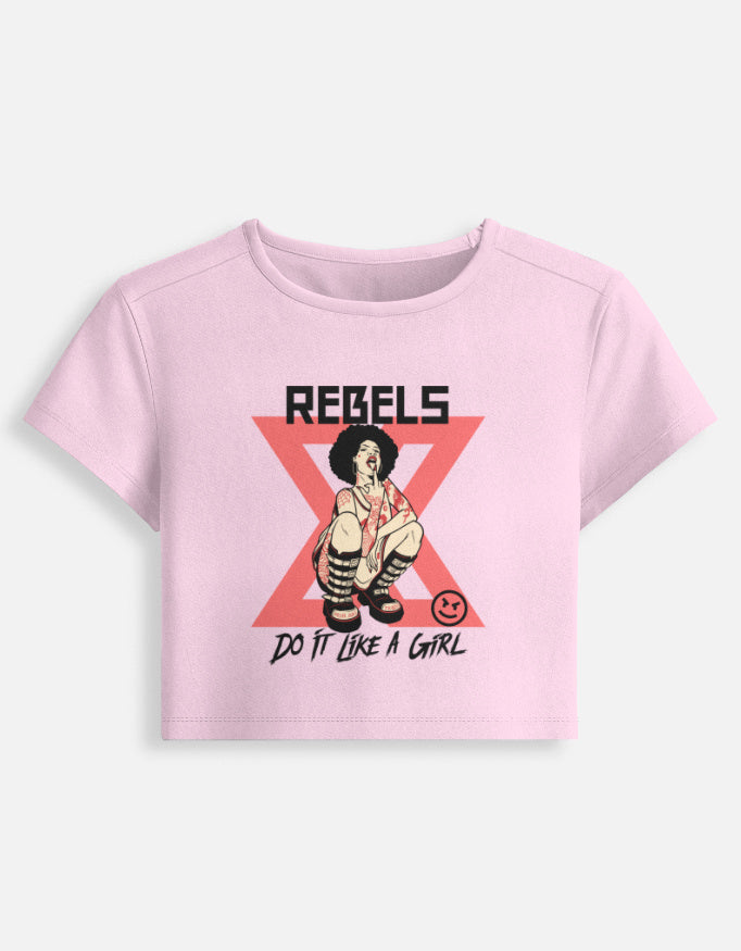 Rebels Crop Baby Tee-Light Baby Pink-Snapper Choice