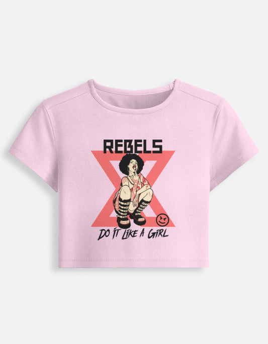 Rebels Crop Baby Tee-Light Baby Pink-Snapper Choice