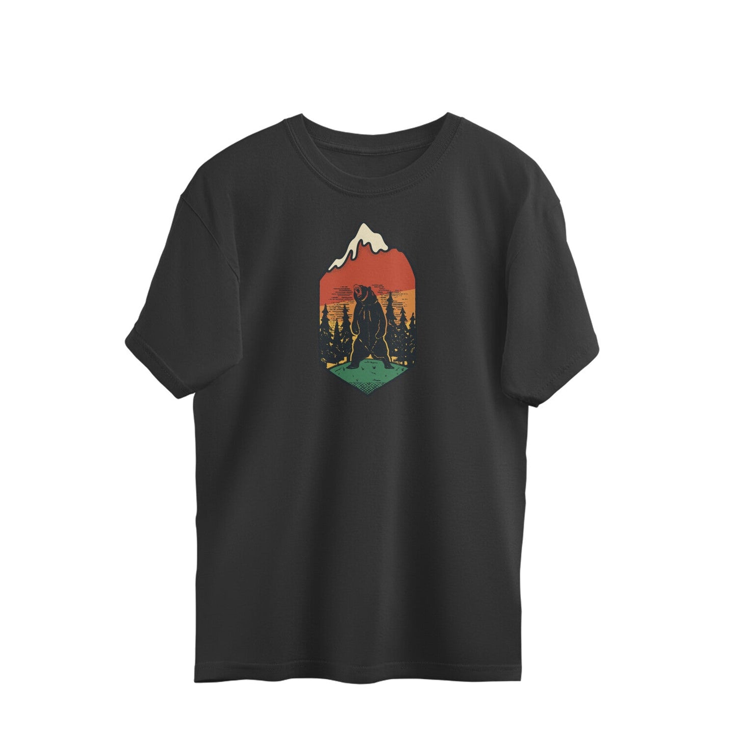 Grizzly Bear Oversized t-shirt-Black-Snapper Choice