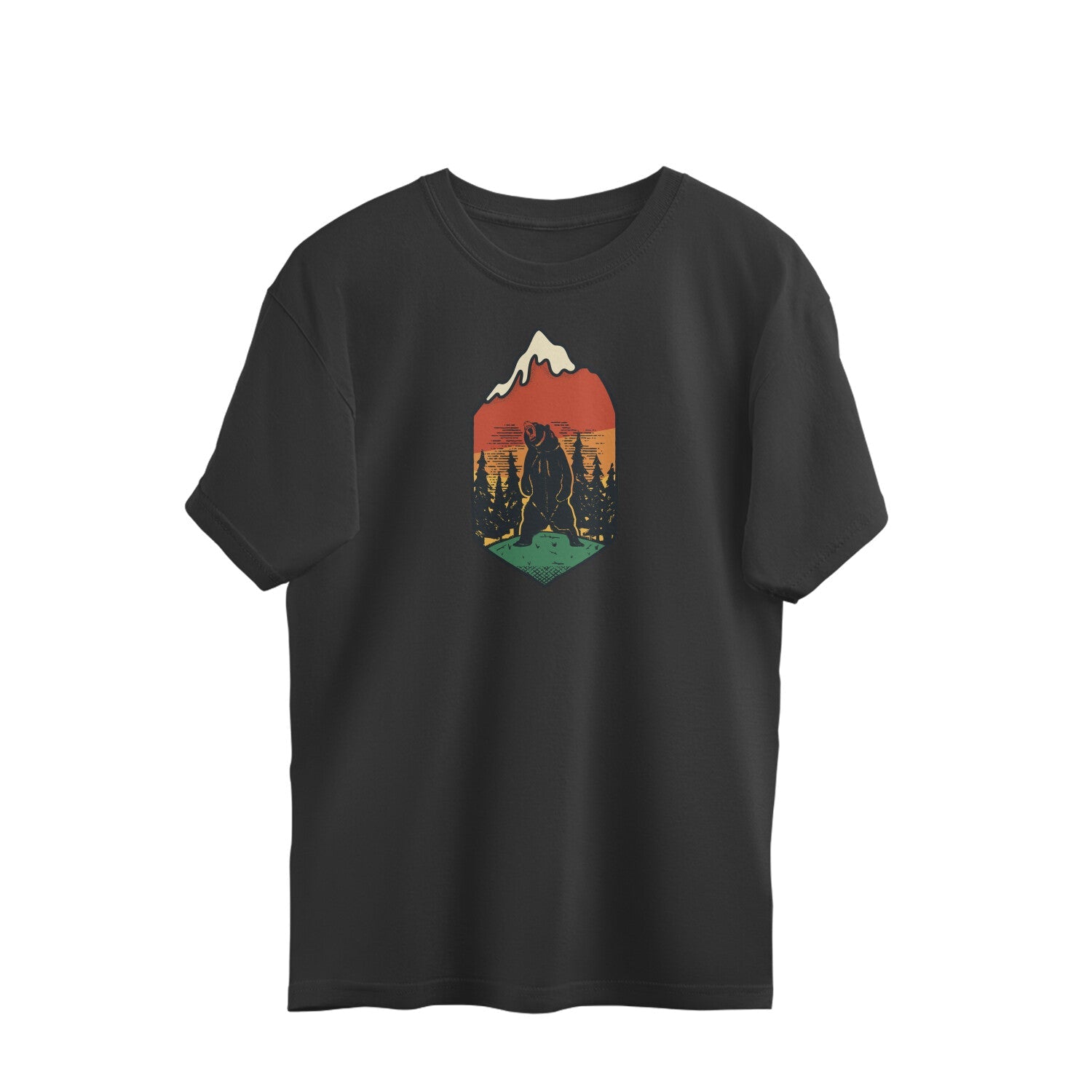 Grizzly Bear Oversized t-shirt-Black-Snapper Choice
