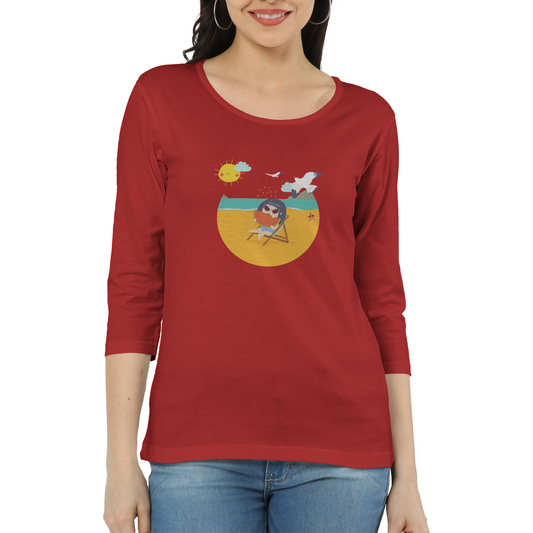 Holiday mode full sleeve t-shirt-Red-Snapper Choice