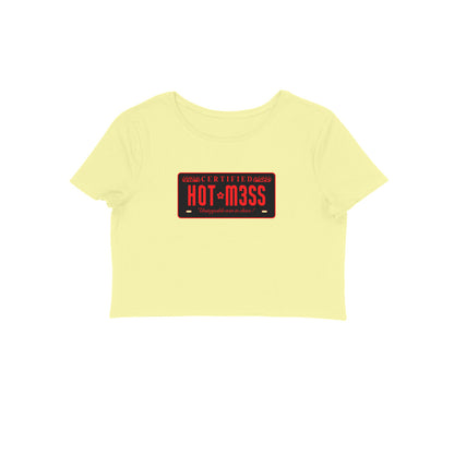 Hot mess Crop tshirt-Butter Yellow-Snapper Choice