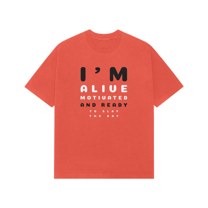 I'm Alive premium oversized tshirt-Brick Red-Snapper Choice